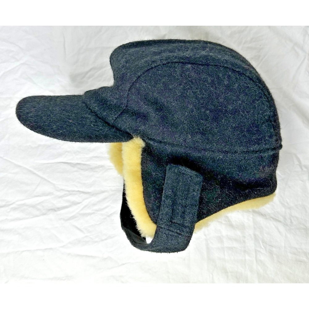 Filson Double Mackinaw Cap Mens XXL Forest Gray Wool Shearling Earflap Hat USA